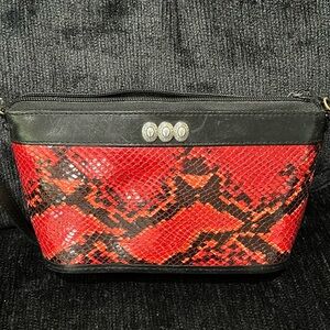 Brighton black and red snake skin design small handbag
